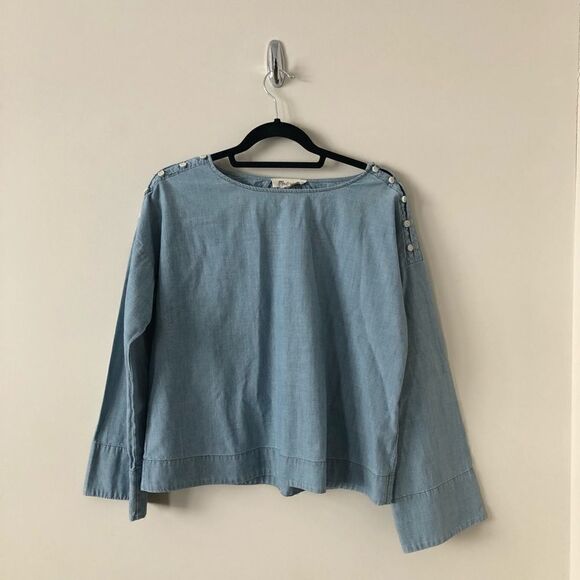MADEWELL Denim Convertible Cold- Shoulder Top - Picture 2 of 6
